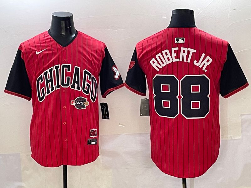 Men Chicago White Sox #88 Robert jr Red Stripe Joint Name 2025 Nike MLB Jersey style 11->chicago white sox->MLB Jersey